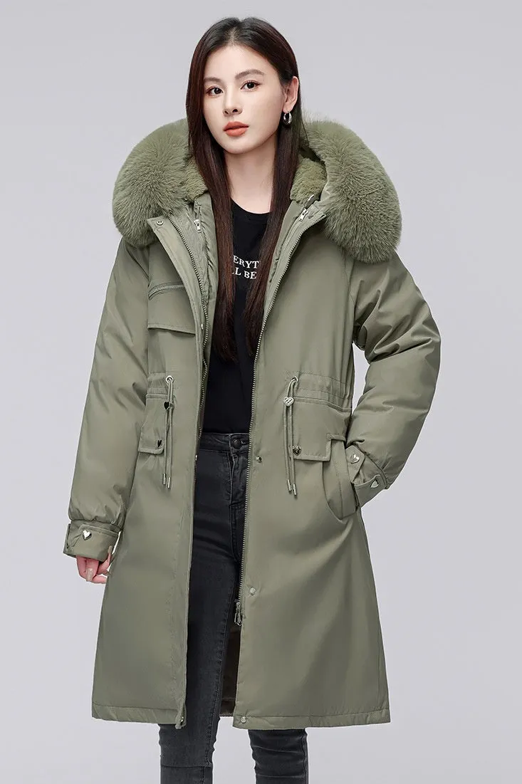 Women's Hooded Full Zip Parka Featuring Stain-Resistant Fabric