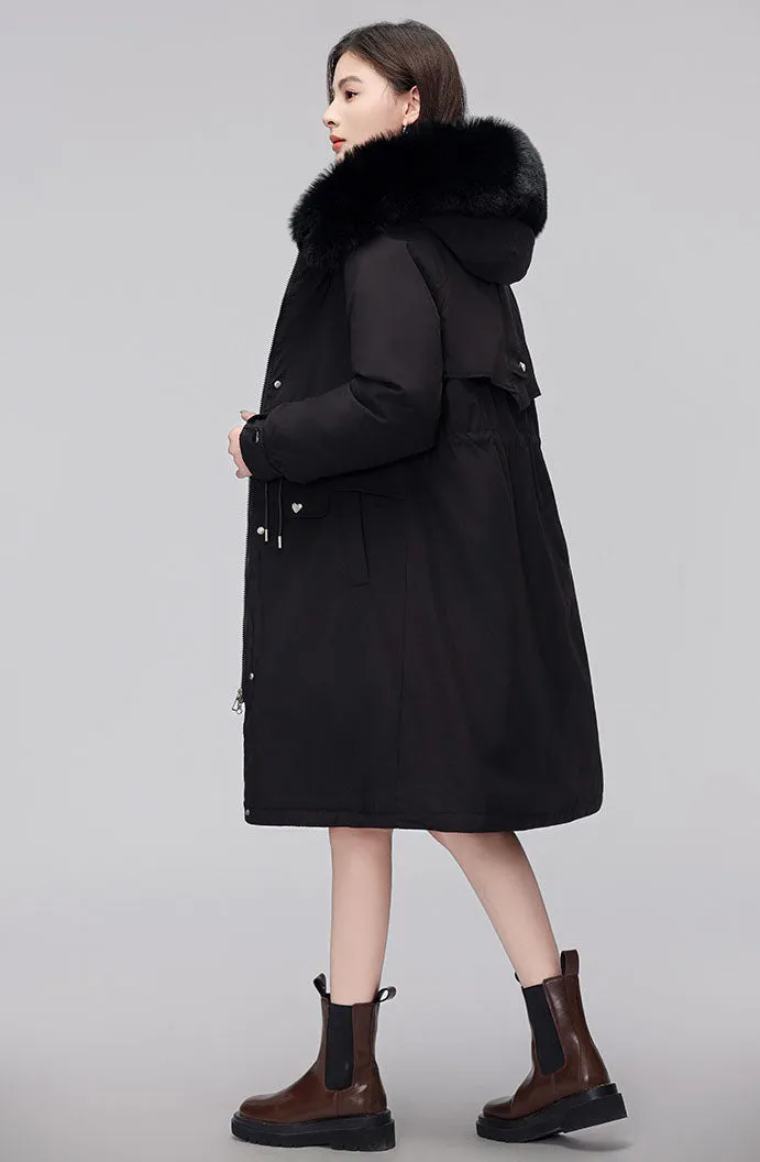 Women's Hooded Full Zip Parka Featuring Stain-Resistant Fabric