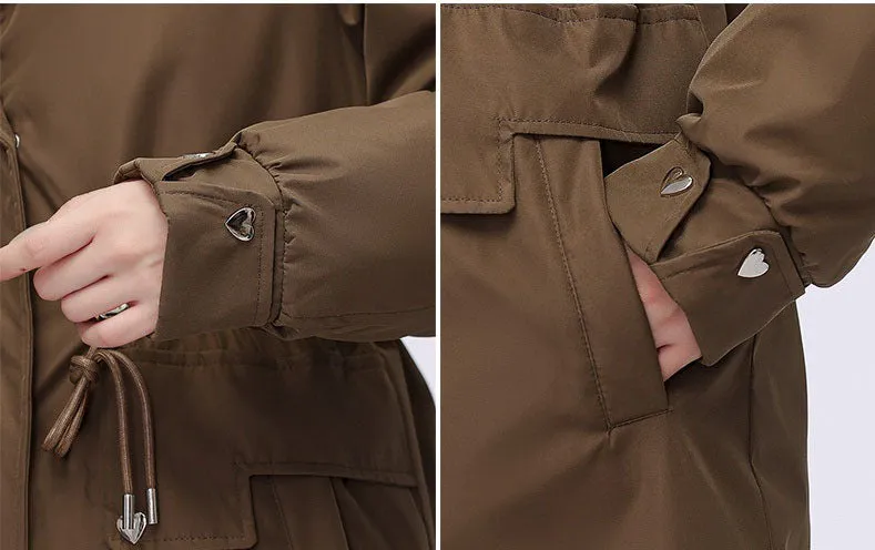 Women's Hooded Full Zip Parka Featuring Stain-Resistant Fabric