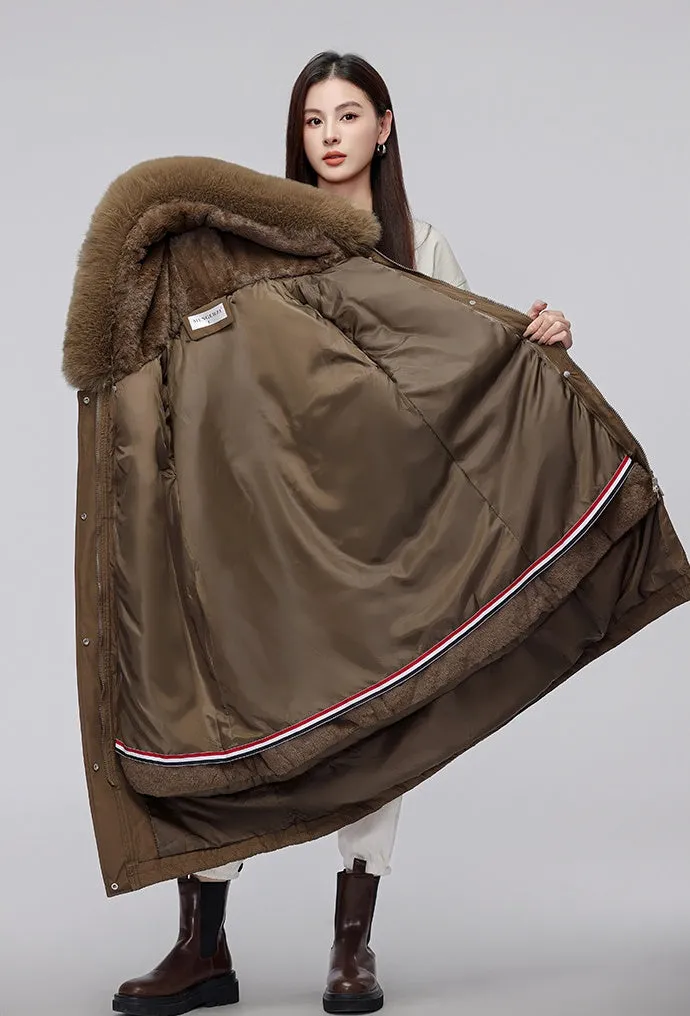Women's Hooded Full Zip Parka Featuring Stain-Resistant Fabric