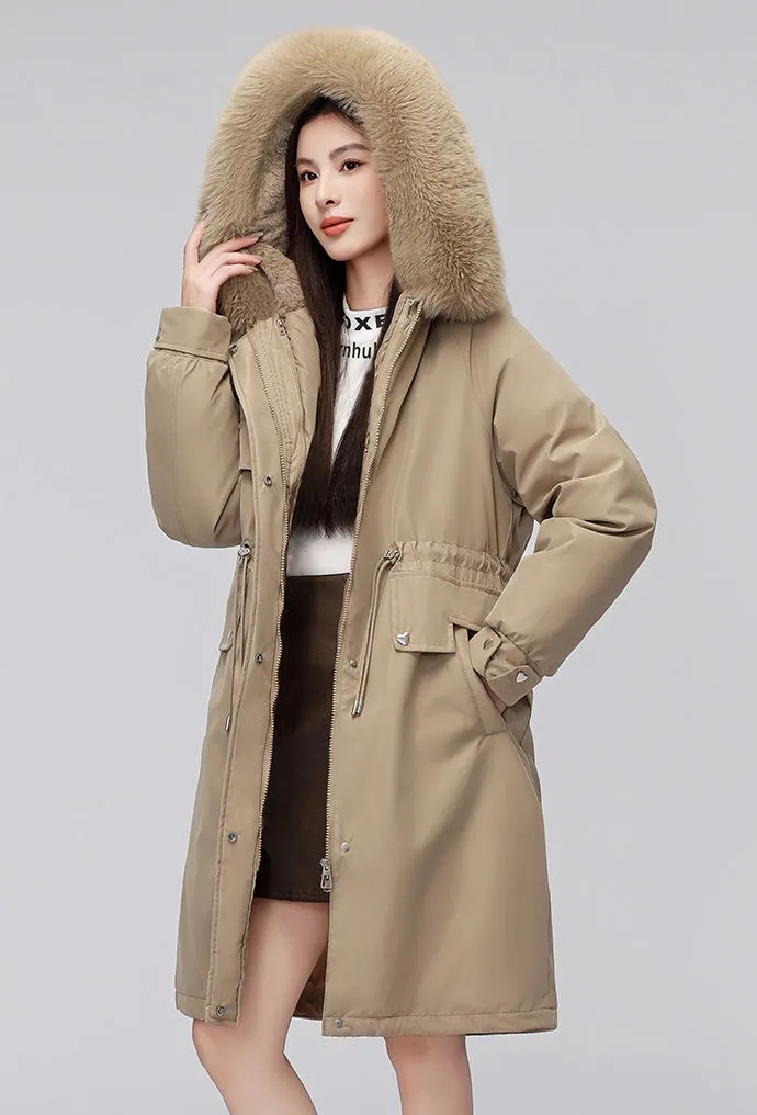 Women's Hooded Full Zip Parka Featuring Stain-Resistant Fabric