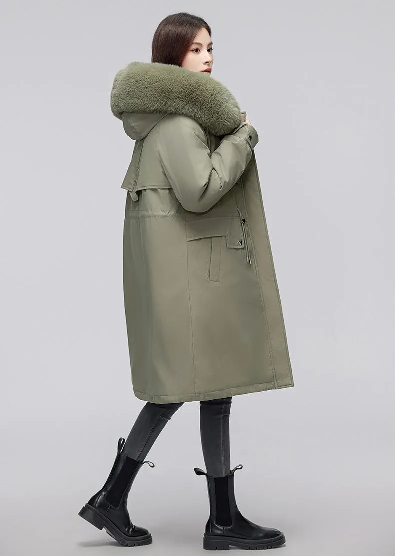 Women's Hooded Full Zip Parka Featuring Stain-Resistant Fabric