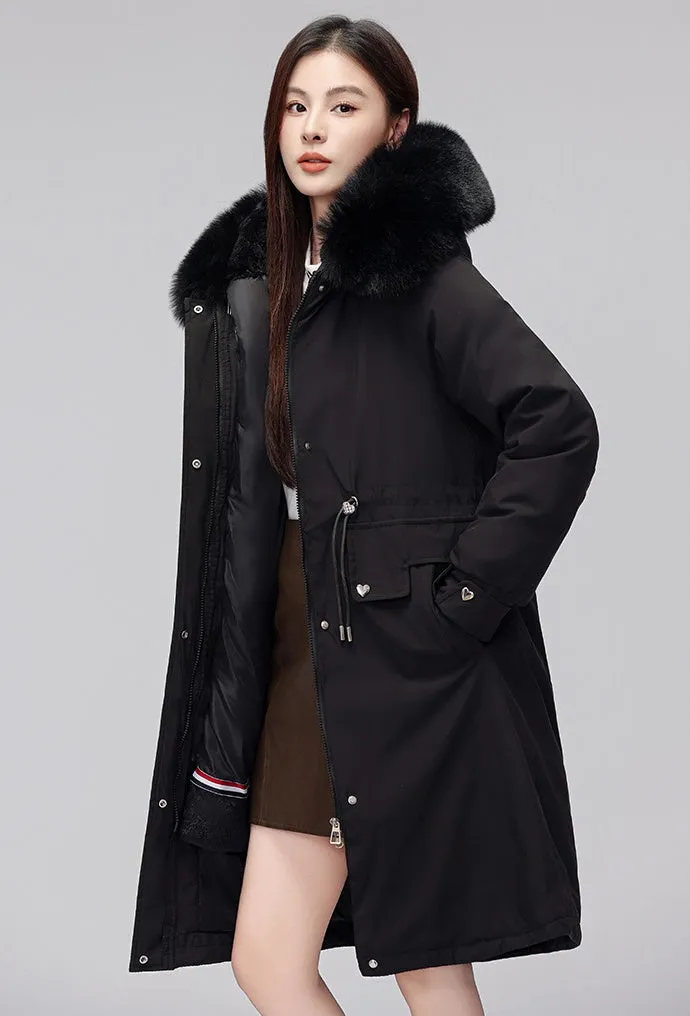 Women's Hooded Full Zip Parka Featuring Stain-Resistant Fabric