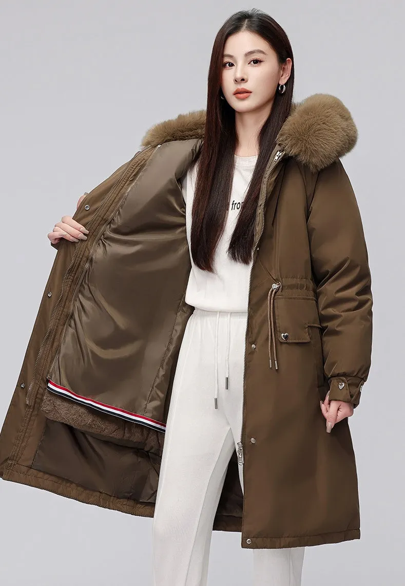Women's Hooded Full Zip Parka Featuring Stain-Resistant Fabric