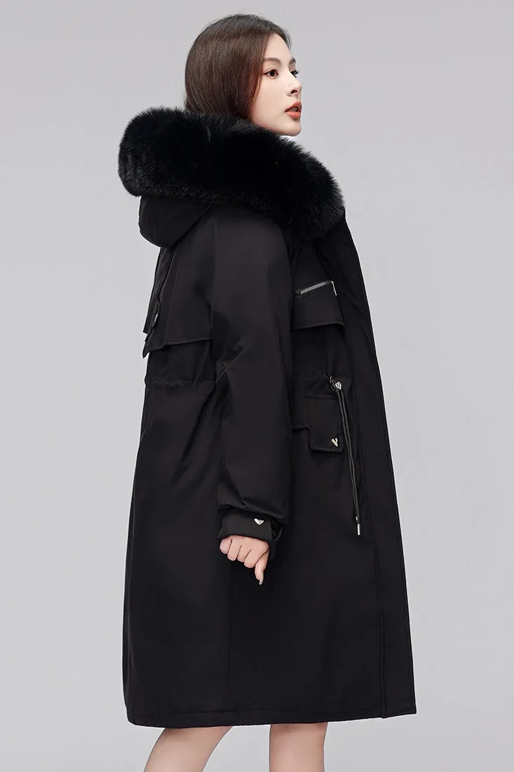 Women's Hooded Full Zip Parka Featuring Stain-Resistant Fabric