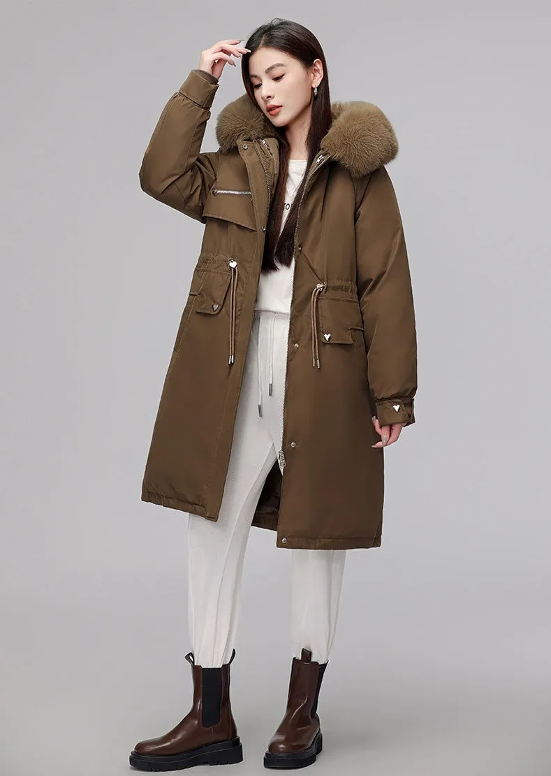 Women's Hooded Full Zip Parka Featuring Stain-Resistant Fabric