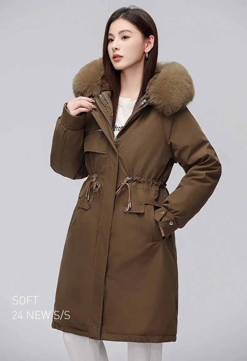 Women's Hooded Full Zip Parka Featuring Stain-Resistant Fabric
