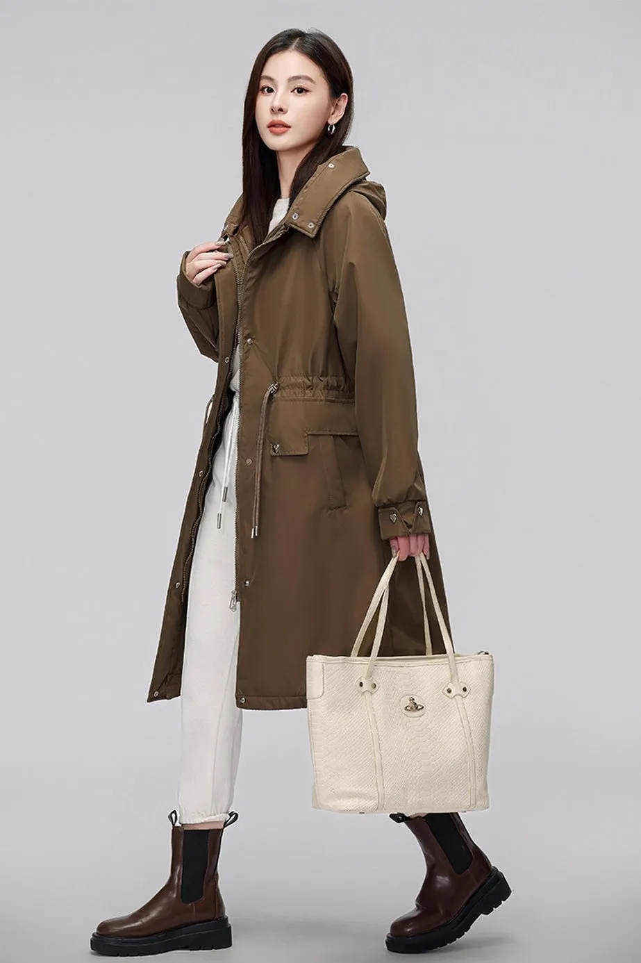 Women's Hooded Full Zip Parka Featuring Stain-Resistant Fabric