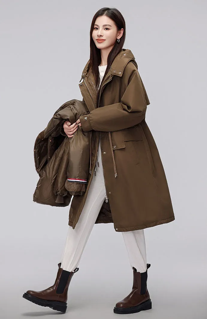 Women's Hooded Full Zip Parka Featuring Stain-Resistant Fabric