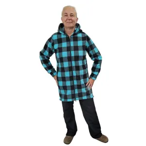 WOMEN'S HOODED ZIP TUNIC BUFFALO CHECK TEAL