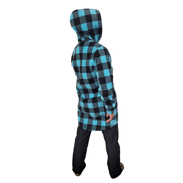 WOMEN'S HOODED ZIP TUNIC BUFFALO CHECK TEAL