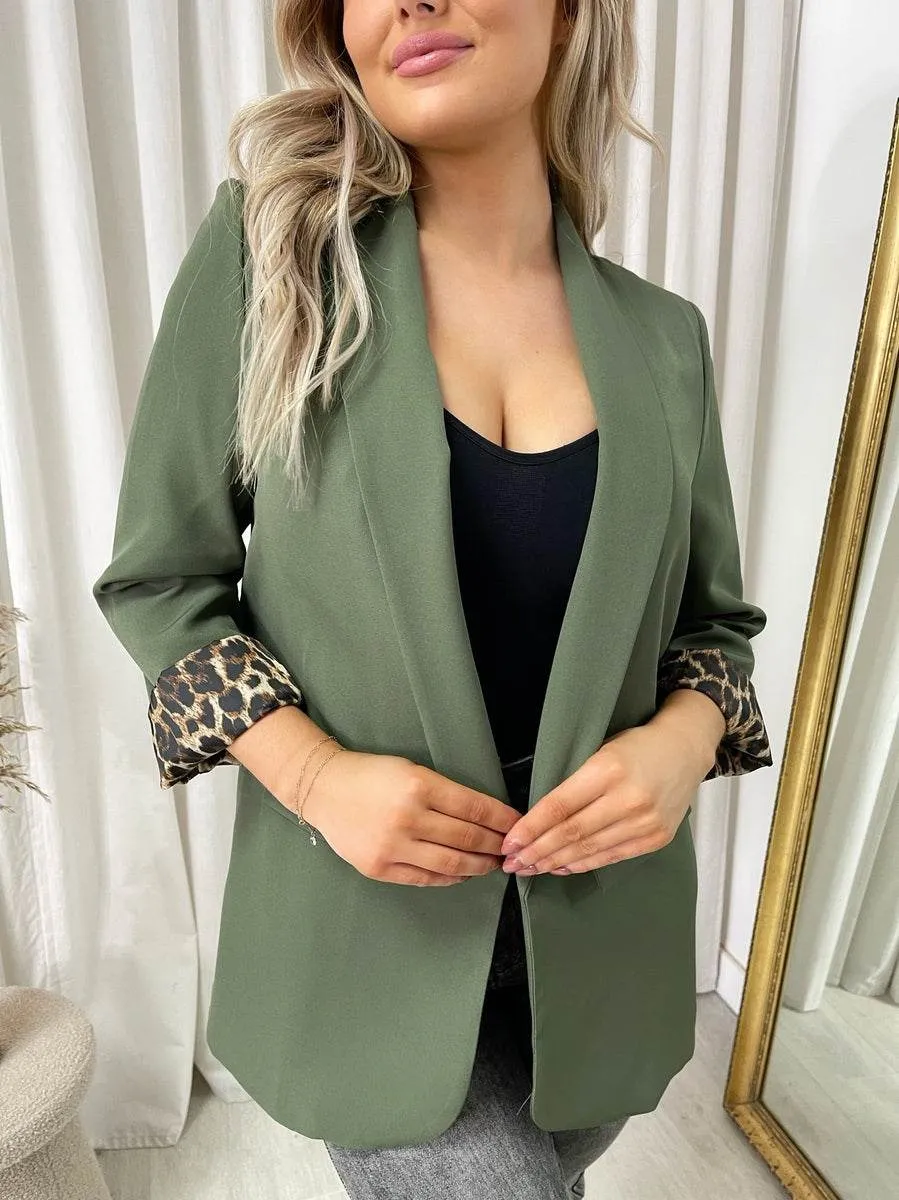 Womens Leopard Print Blazer Jacket