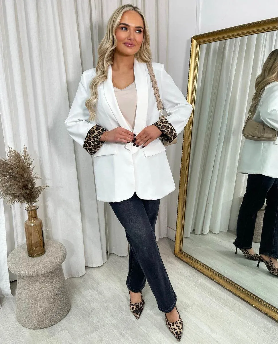 Womens Leopard Print Blazer Jacket