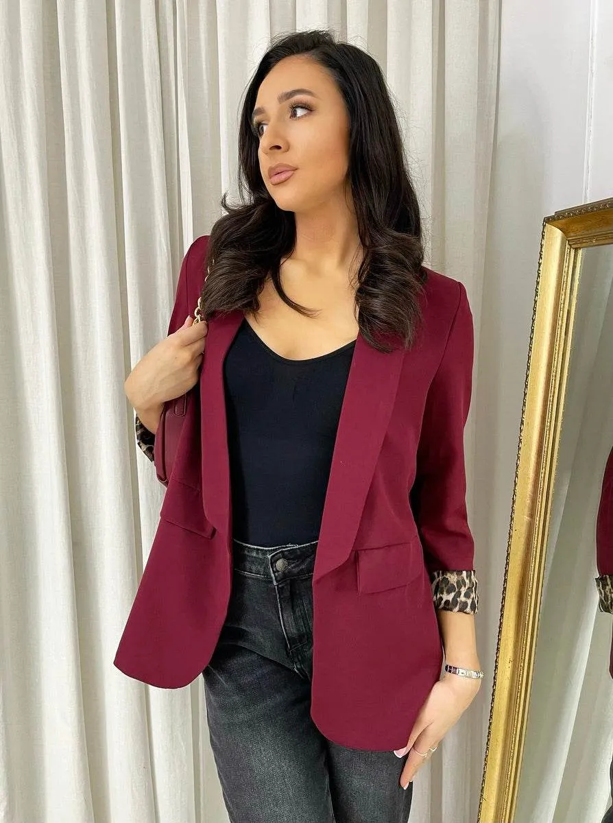 Womens Leopard Print Blazer Jacket