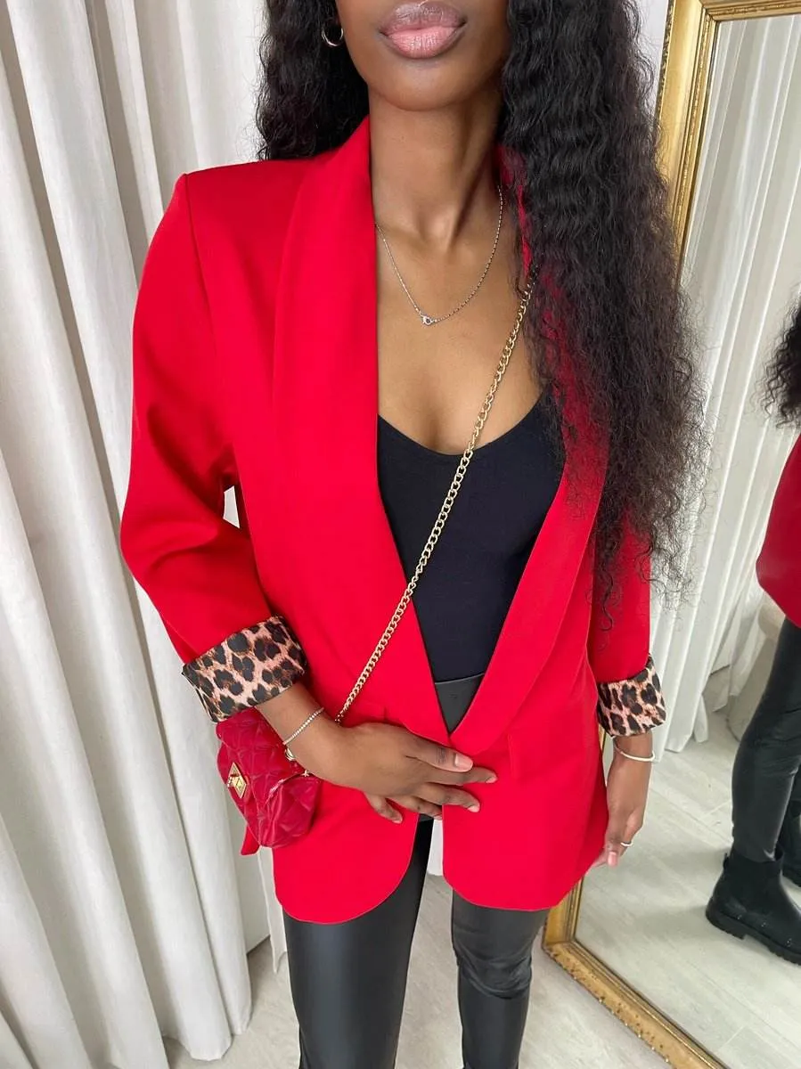 Womens Leopard Print Blazer Jacket