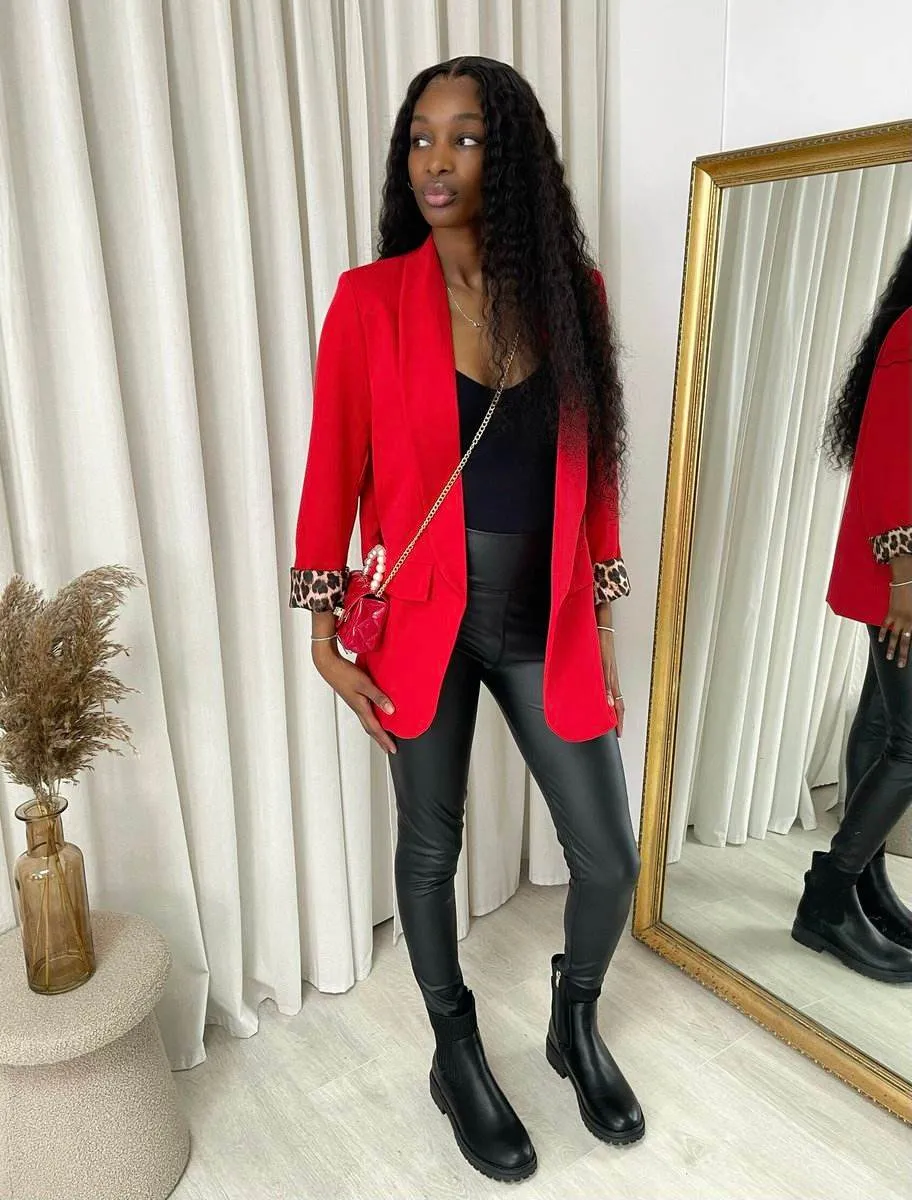 Womens Leopard Print Blazer Jacket