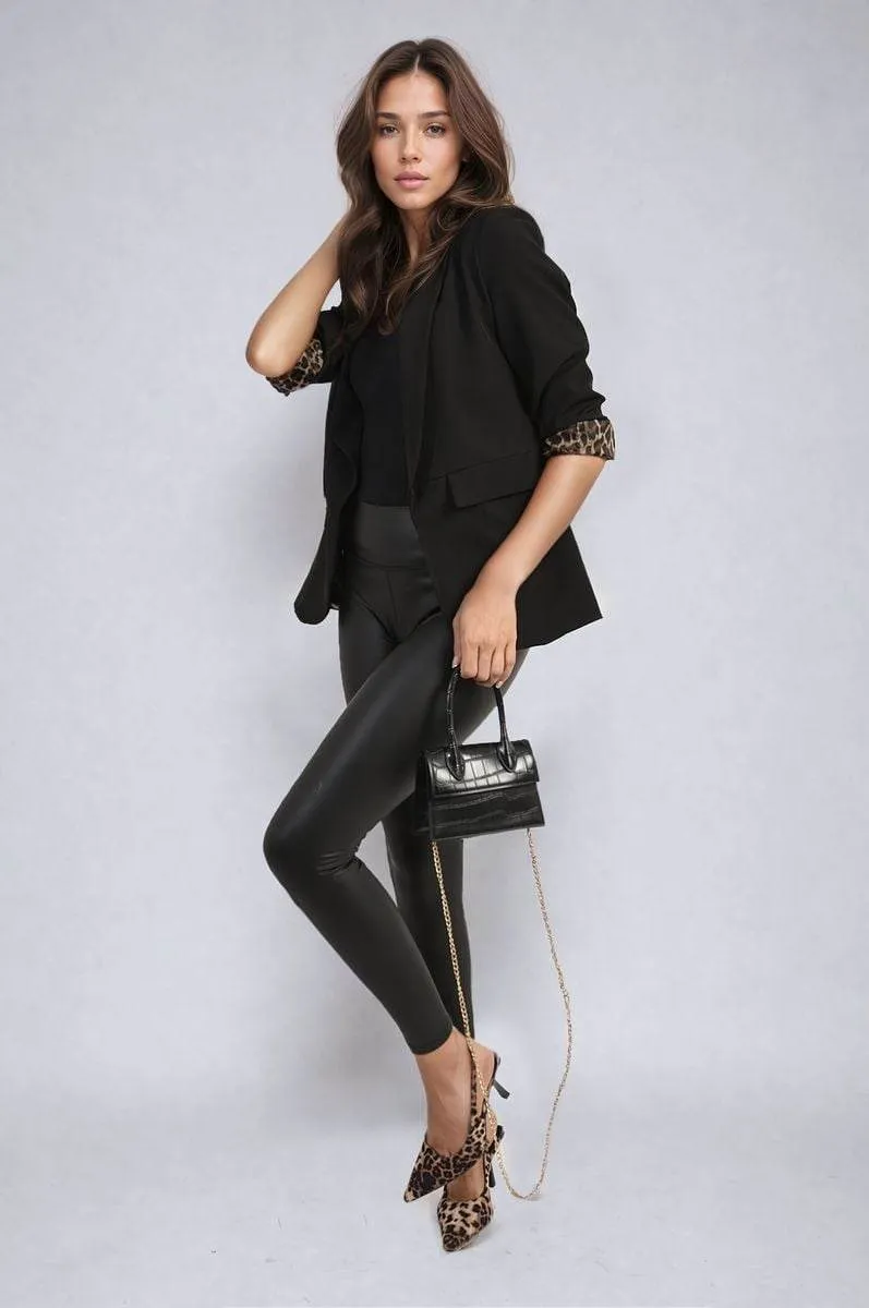 Womens Leopard Print Blazer Jacket