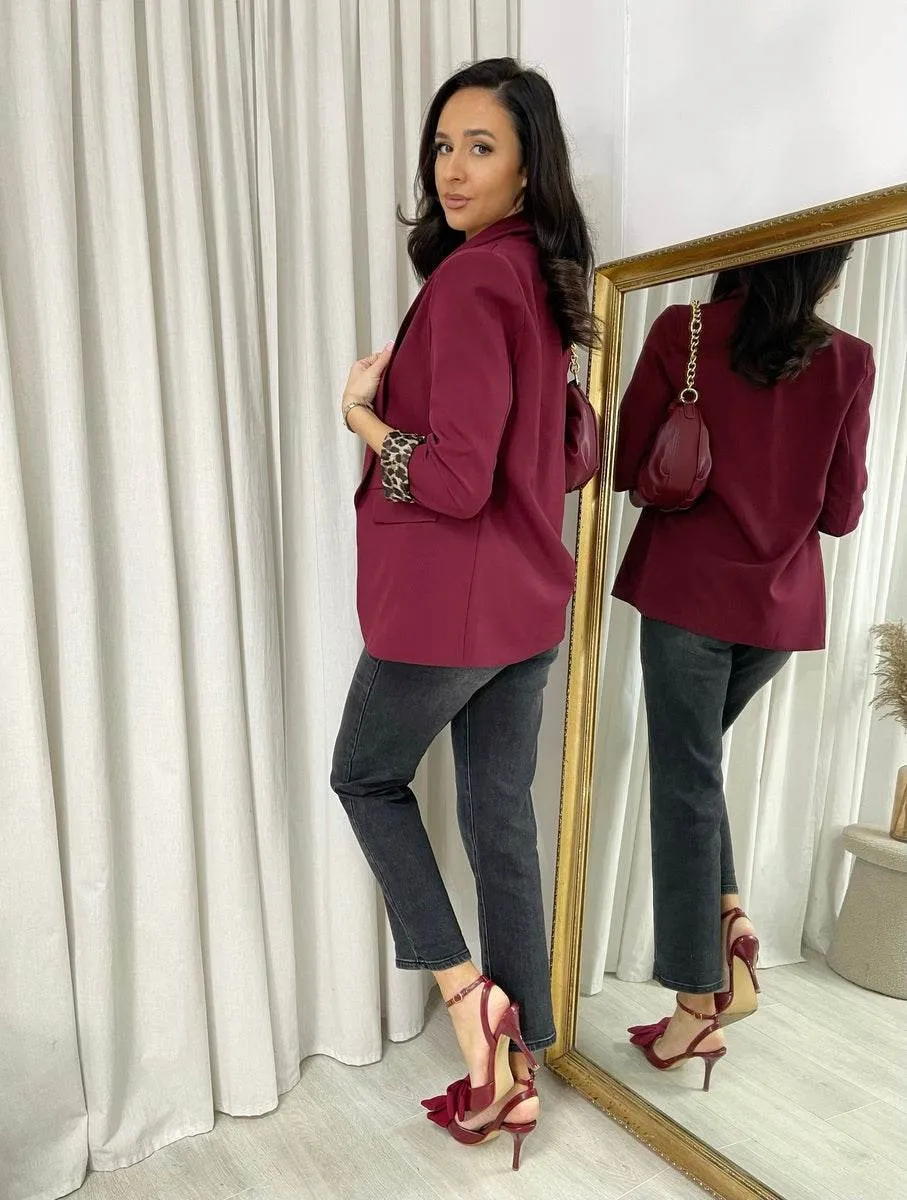 Womens Leopard Print Blazer Jacket