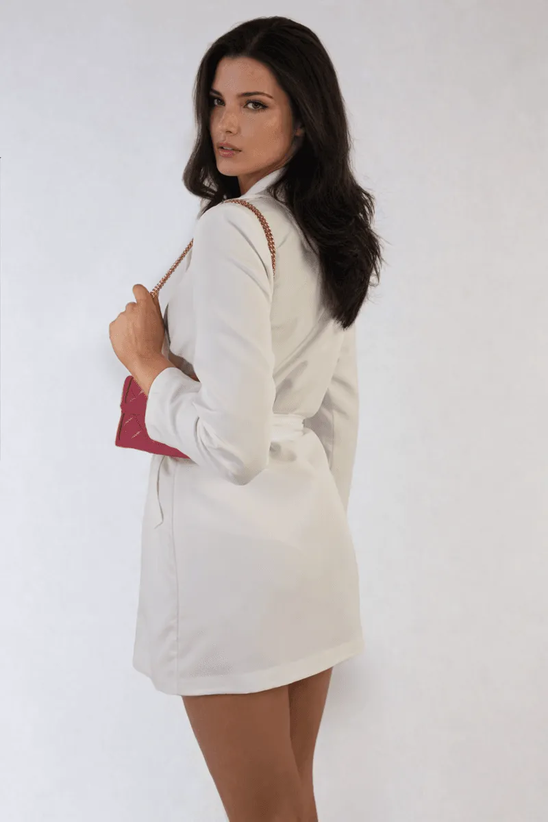 Womens Oversized Waist Tie Button Detail Blazer Jacket