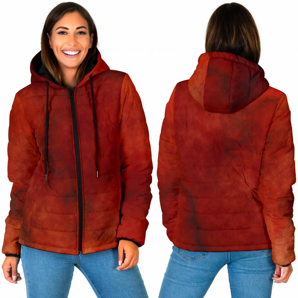 Women's Padded Hooded Jacket - Autumn Fire