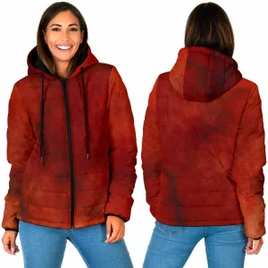 Women's Padded Hooded Jacket - Autumn Fire