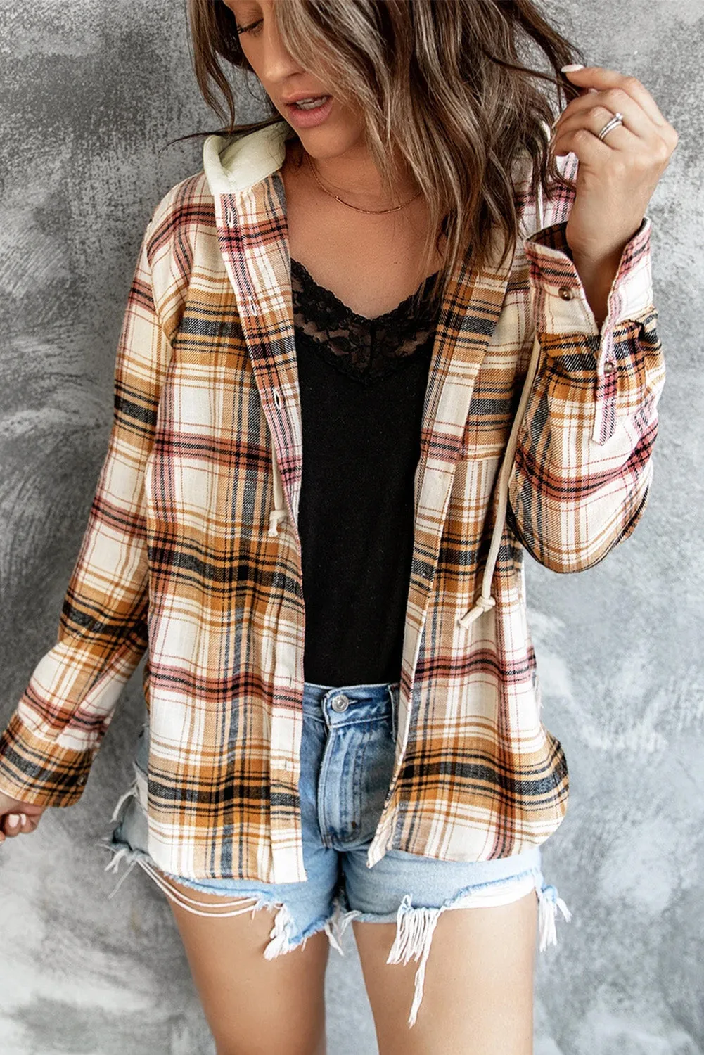 Womens Plaid Hooded Jacket