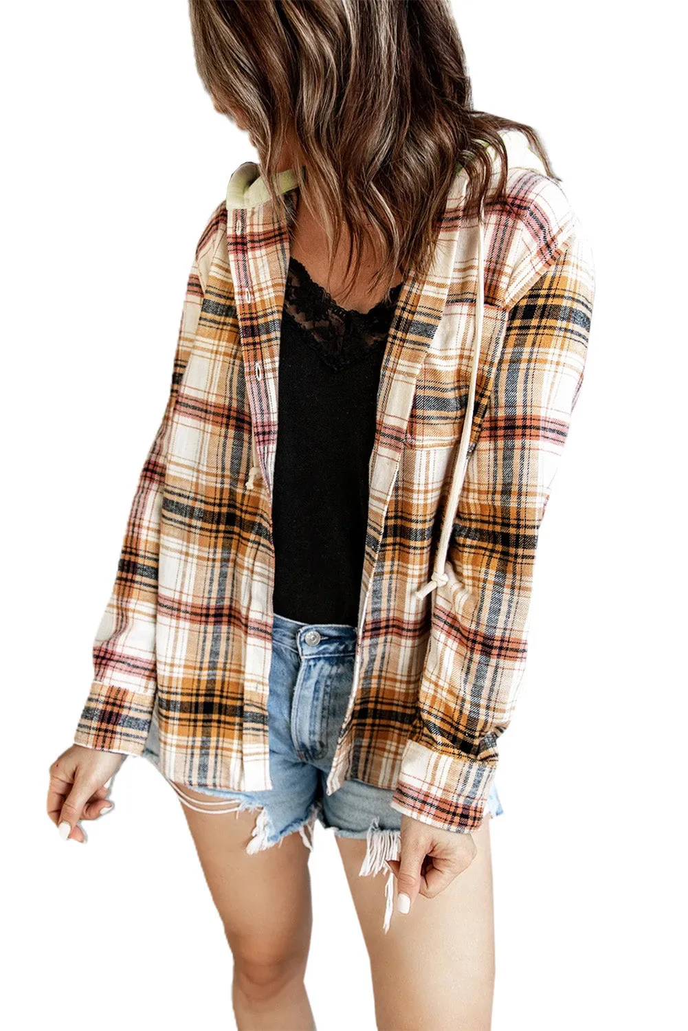 Womens Plaid Hooded Jacket