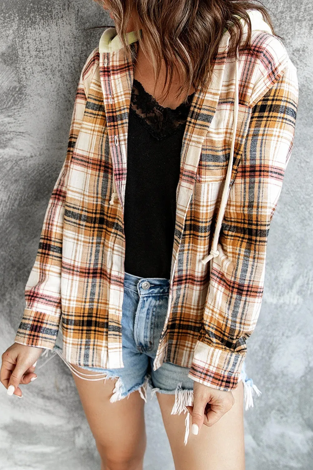 Womens Plaid Hooded Jacket