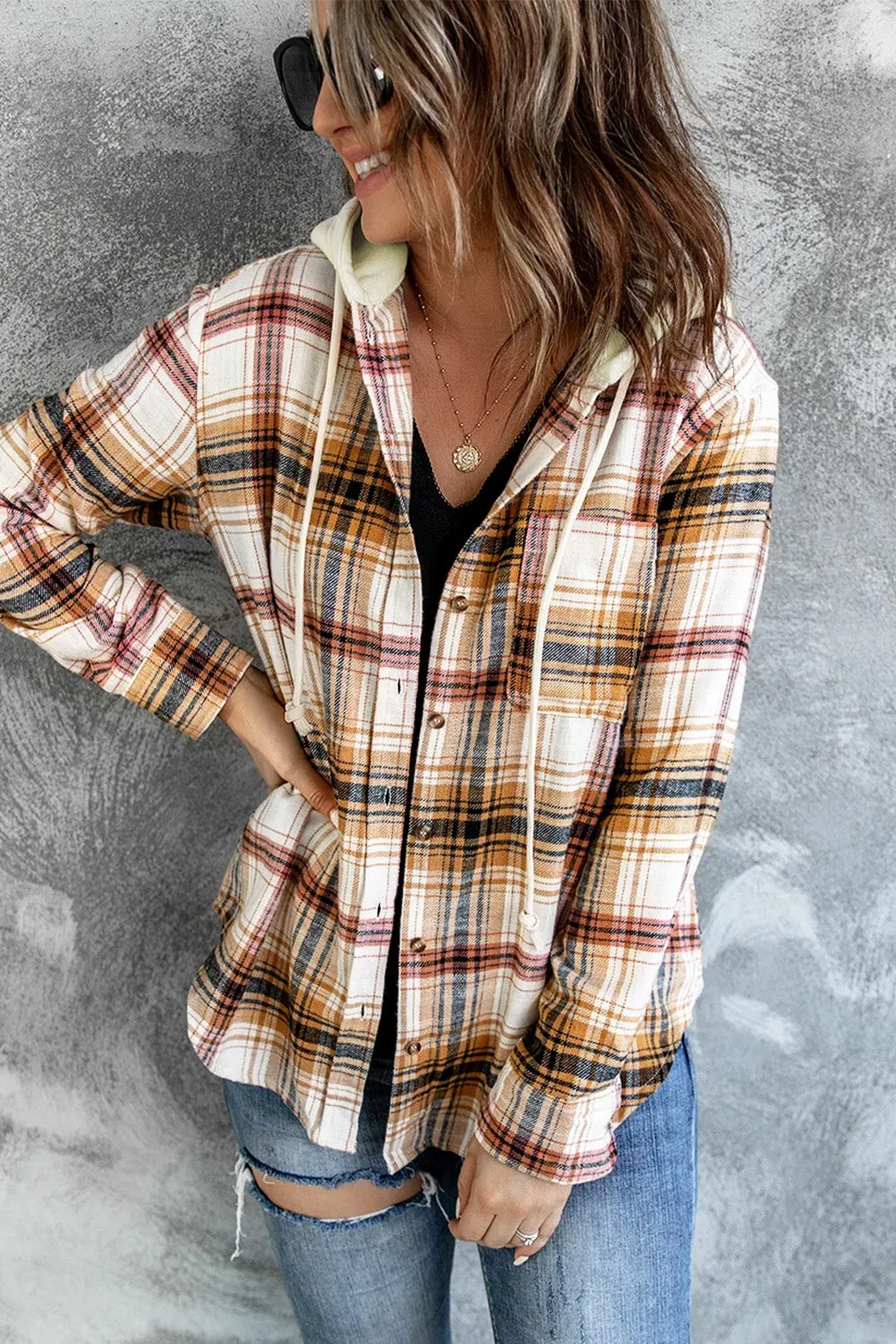 Womens Plaid Hooded Jacket