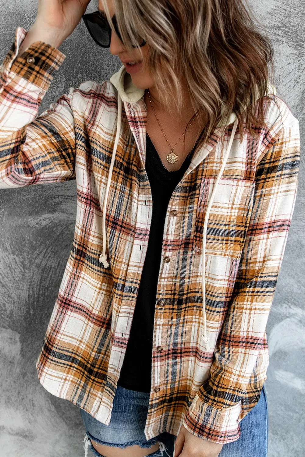 Womens Plaid Hooded Jacket