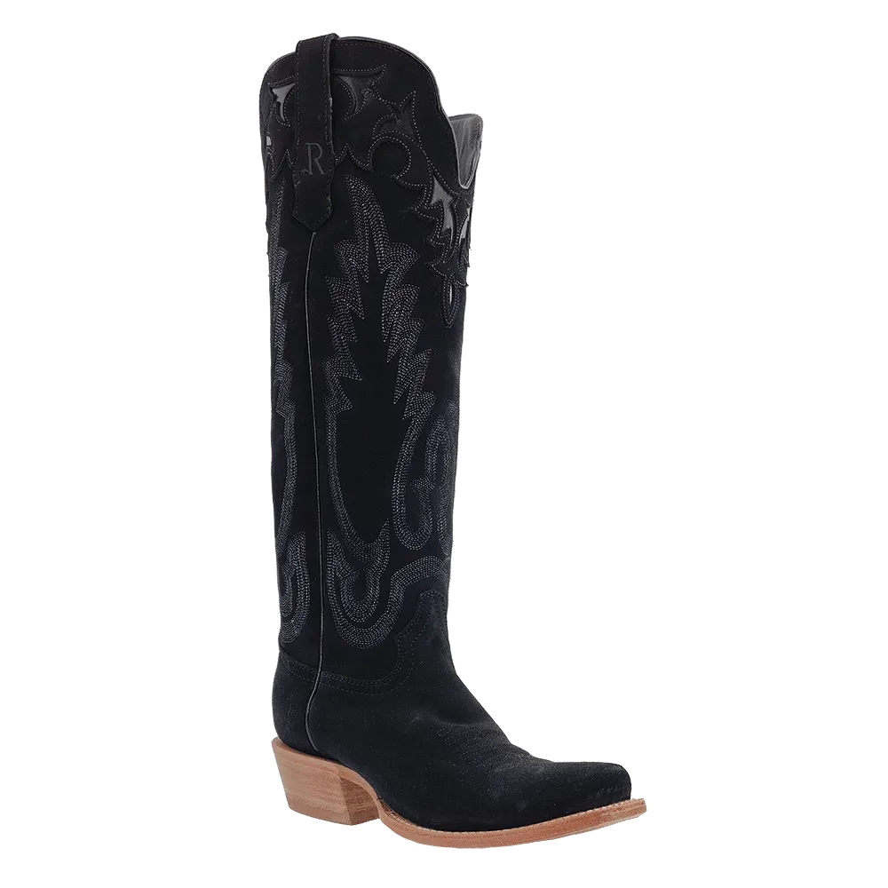 WOMEN'S R. WATSON RWL8420-1    17″ Black Rough Out WESTERN BOOTS