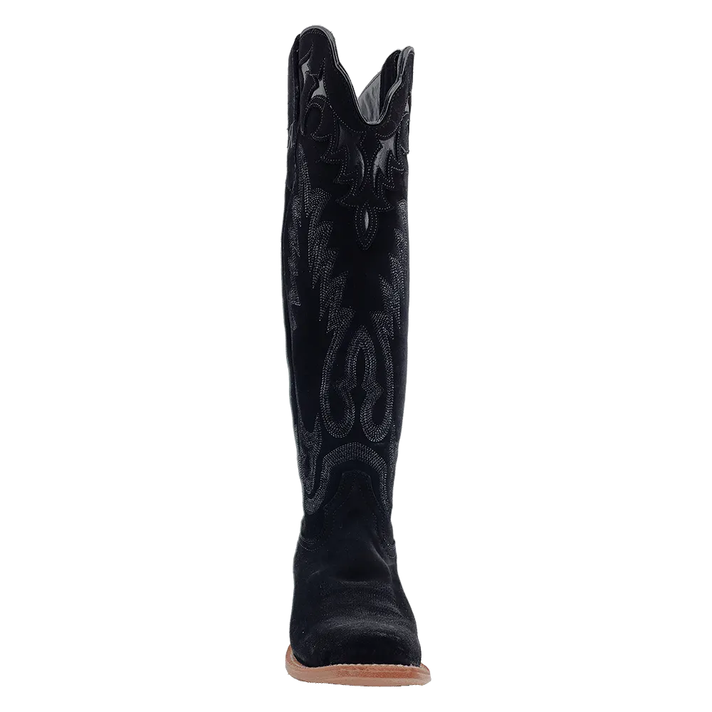 WOMEN'S R. WATSON RWL8420-1    17″ Black Rough Out WESTERN BOOTS