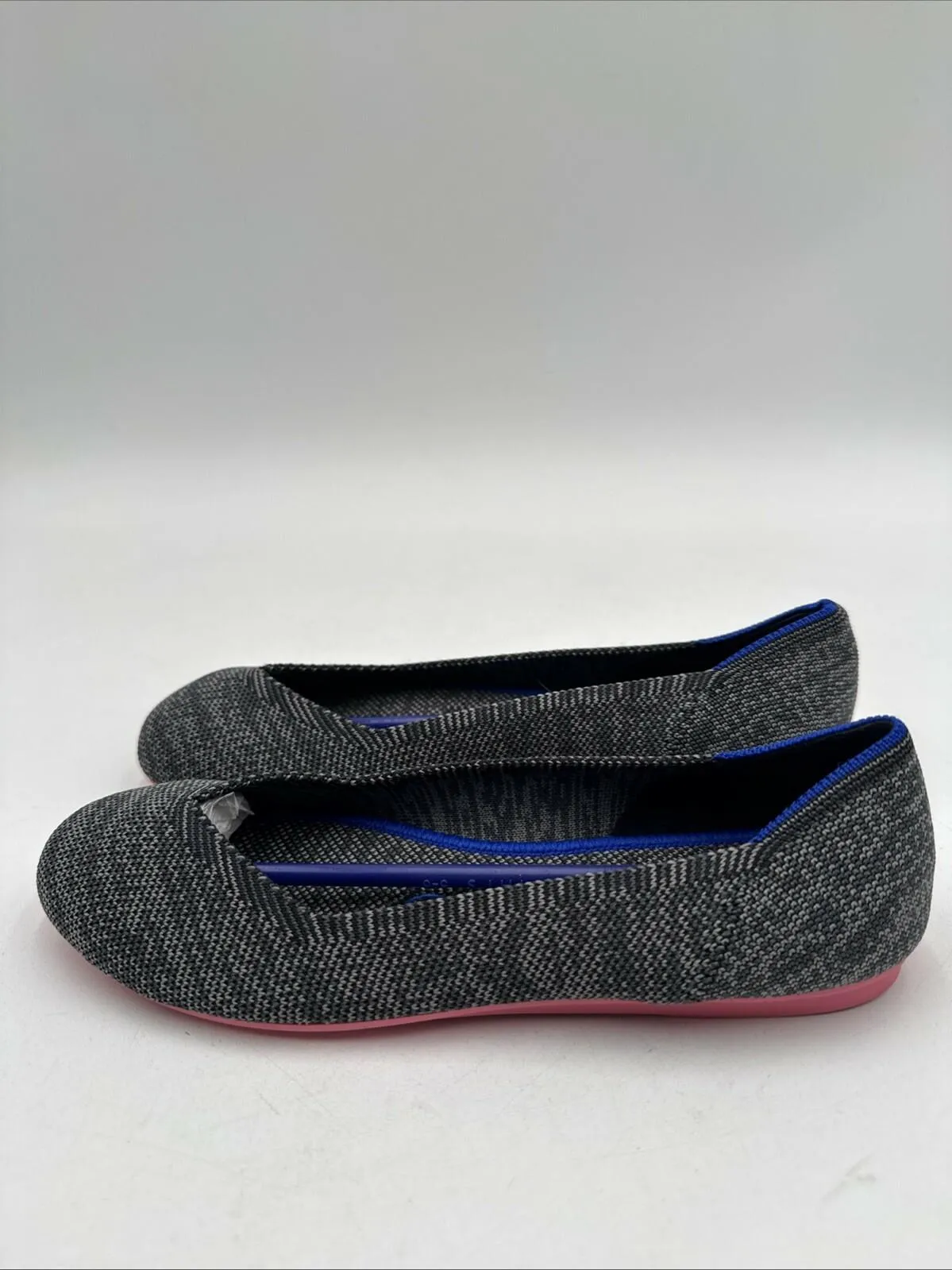 Women’s Rothy’s The Flats Color Gray Birdseye Flats Pink Sole Size 5.5 - Very Good