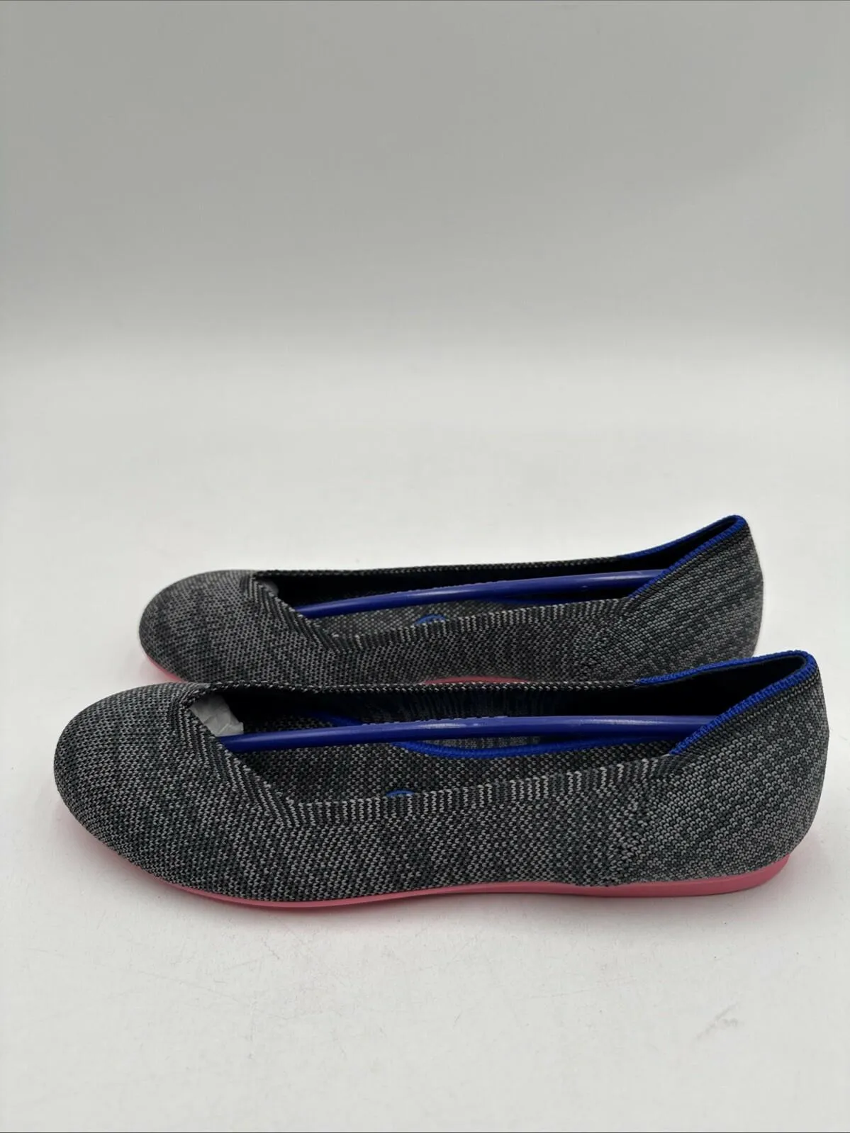 Women’s Rothy’s The Flats Color Gray Birdseye Flats Pink Sole Size 7 - Very Good