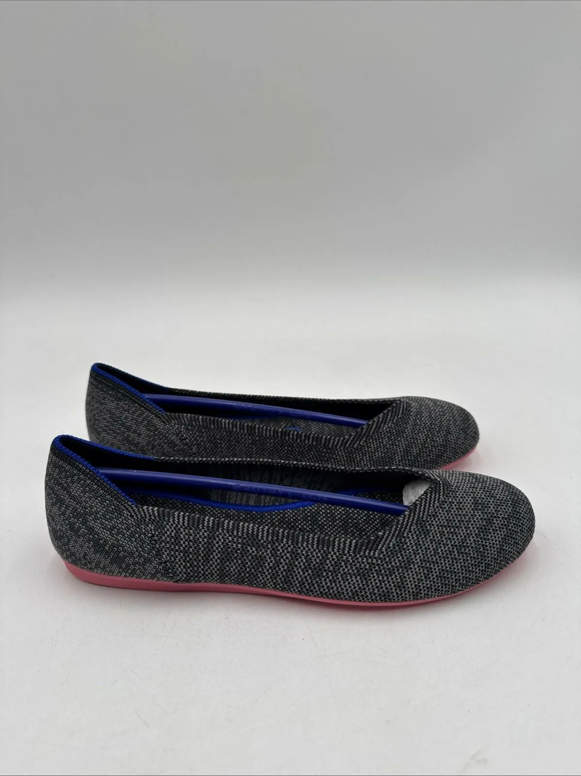 Women’s Rothy’s The Flats Color Gray Birdseye Flats Pink Sole Size 7 - Very Good