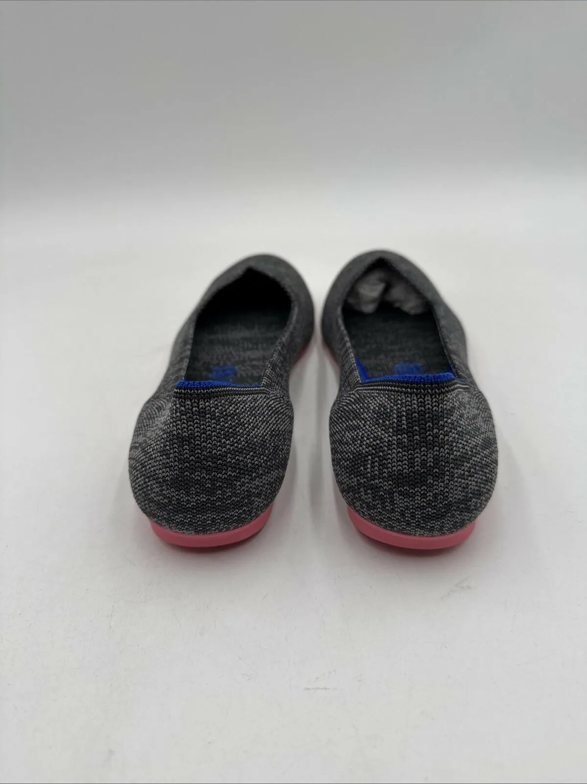 Women’s Rothy’s The Flats Color Gray Birdseye Flats Pink Sole Size 8.5 - Very Good