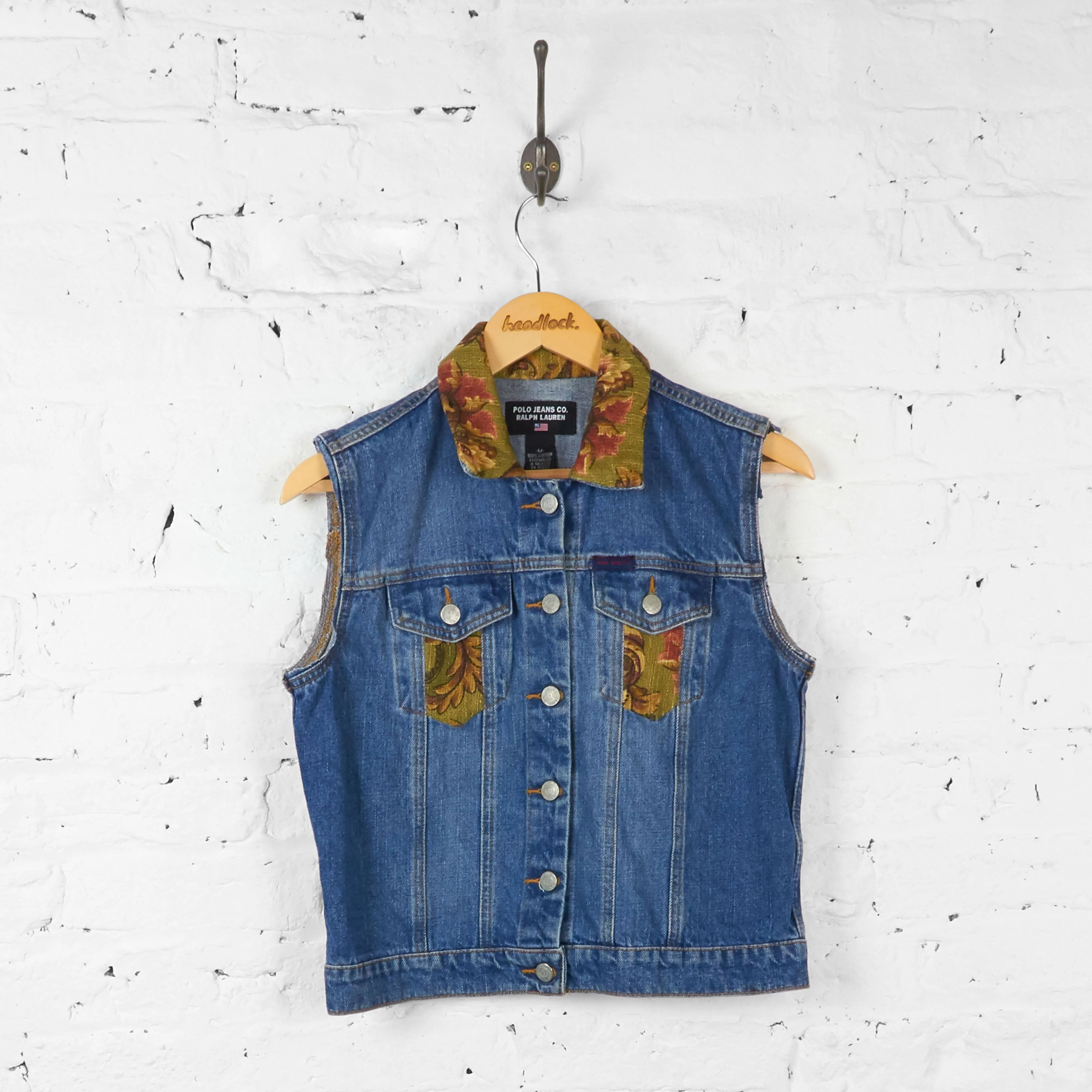 Womens Sleeveless Ralph Lauren Denim Jacket - Blue - Womens M