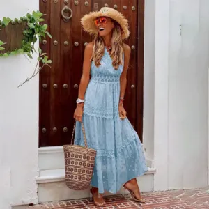 Women's Summer Polka Dot Beach Dress | Maxi