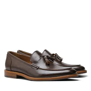 Women's Tassel Round Toe Split Leather Loafers