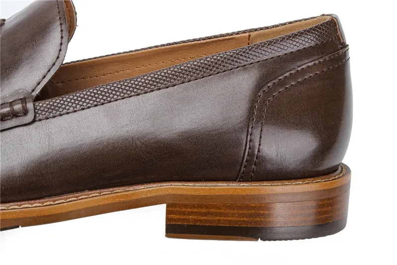 Women's Tassel Round Toe Split Leather Loafers
