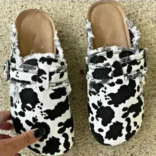 Women's Vintage Canvas Loafers - Flat Heel Round Toe Clogs