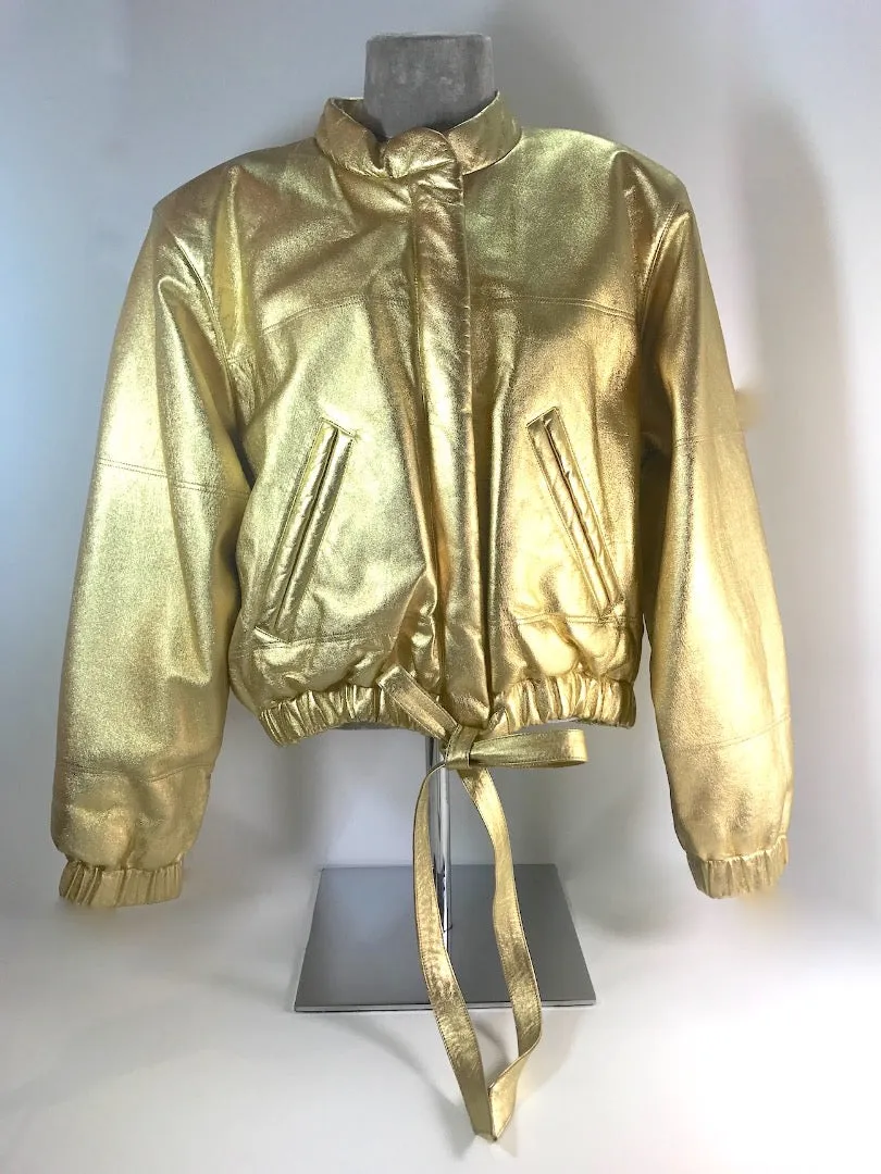 YVES SAINT LAURENT 1987 Metallic Gold Leather Bomber Jacket