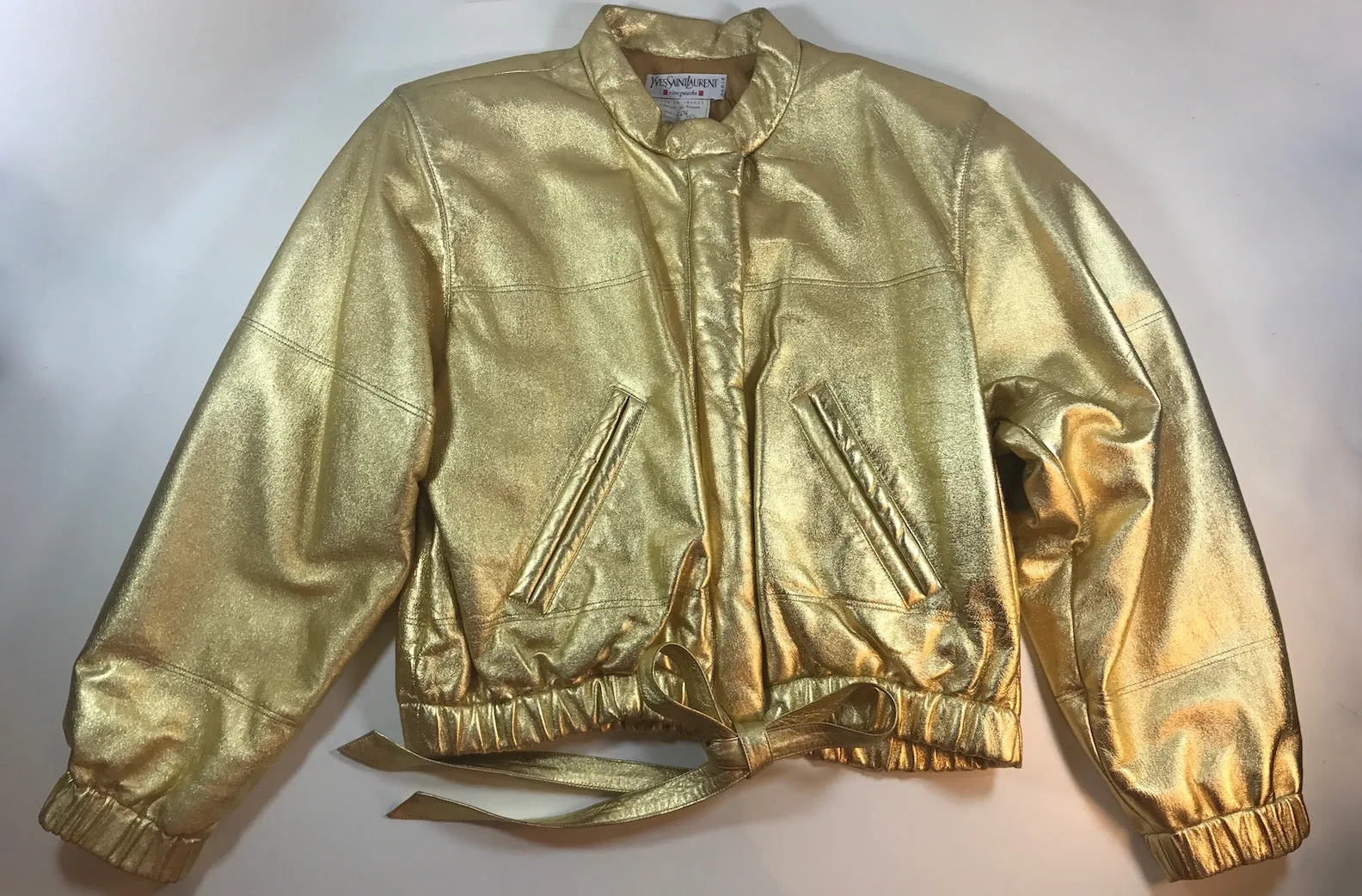 YVES SAINT LAURENT 1987 Metallic Gold Leather Bomber Jacket