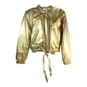 YVES SAINT LAURENT 1987 Metallic Gold Leather Bomber Jacket