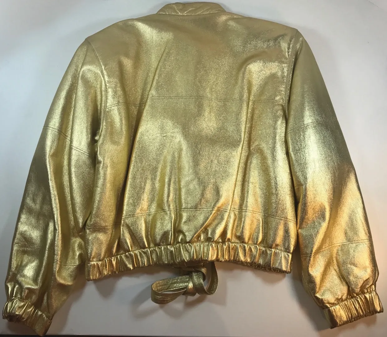 YVES SAINT LAURENT 1987 Metallic Gold Leather Bomber Jacket