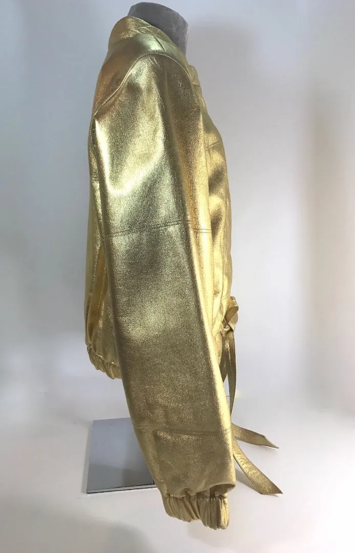 YVES SAINT LAURENT 1987 Metallic Gold Leather Bomber Jacket