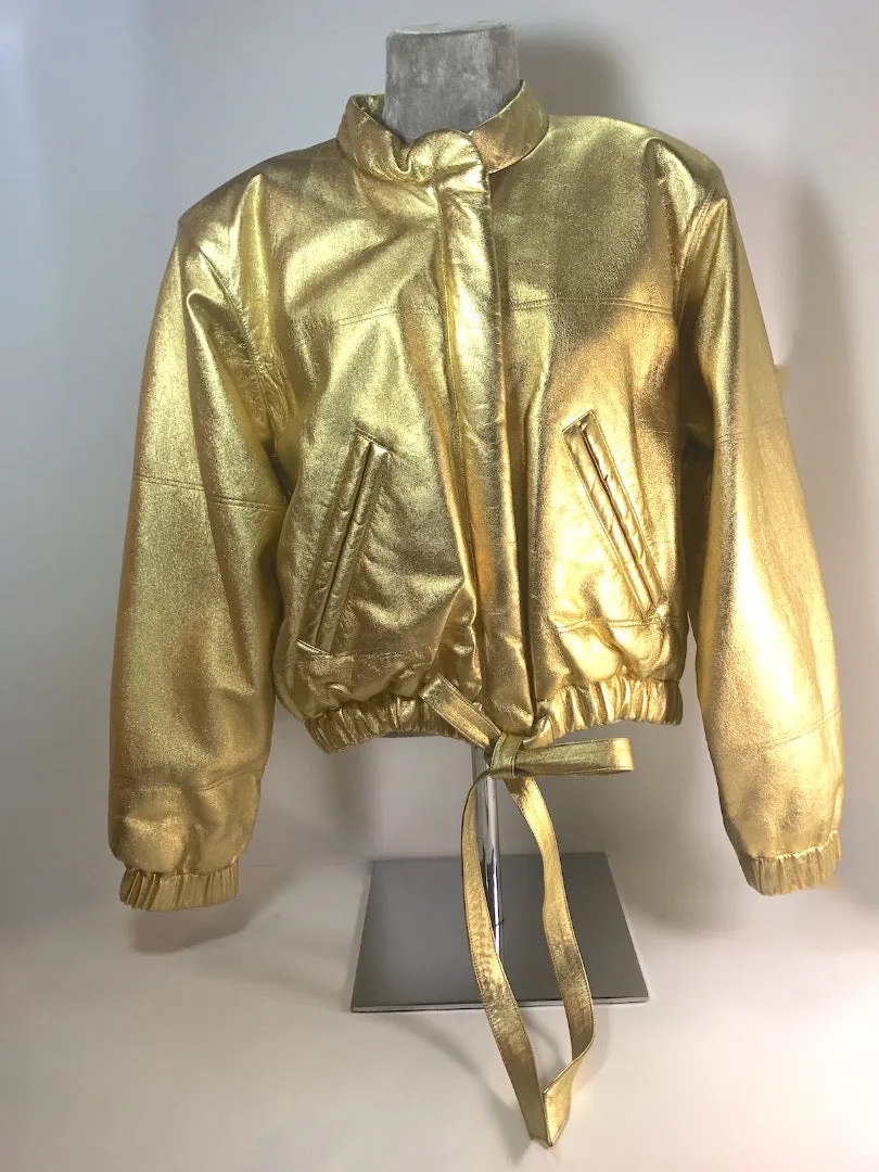 YVES SAINT LAURENT 1987 Metallic Gold Leather Bomber Jacket